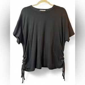 Rag & Bone Ruched and Laced Up Short Sleeve Tee - Black